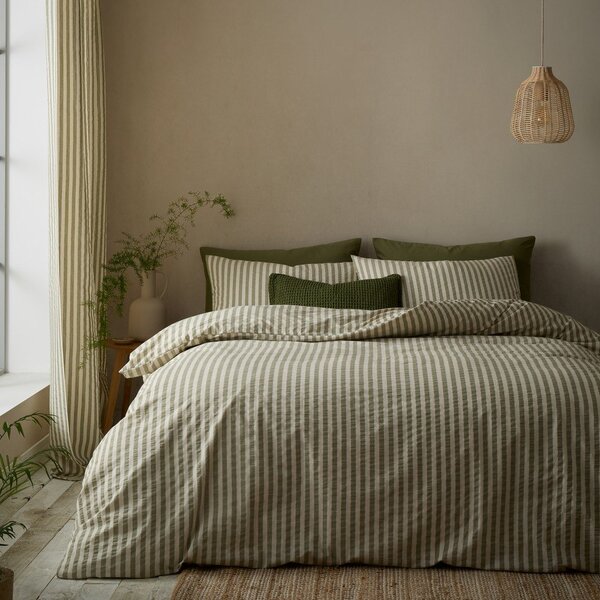 Zielona pościel jednoosobowa 135x200 cm Cotton Rich Woven Stripe – Pineapple Elephant