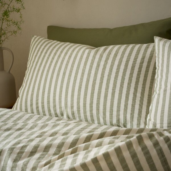 Zielona pościel jednoosobowa 135x200 cm Cotton Rich Woven Stripe – Pineapple Elephant