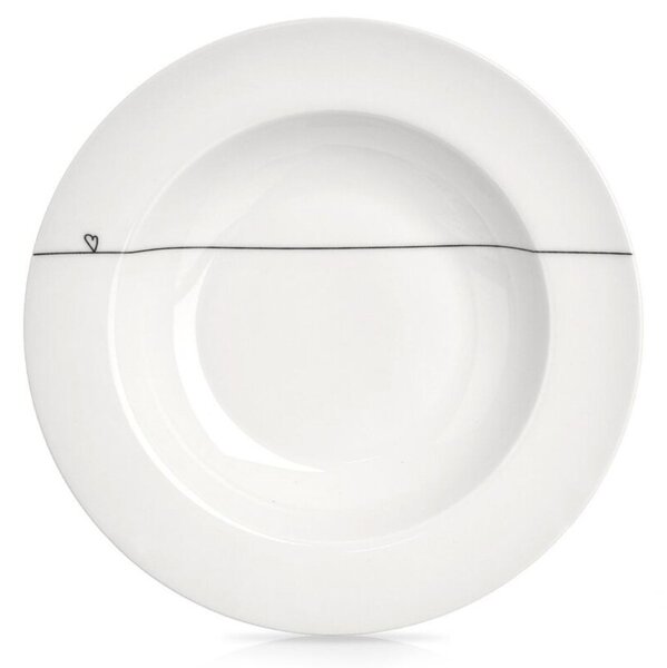 Talerz obiadowy głęboki porcelanowy biały SERCE 22 cm, 250 ML