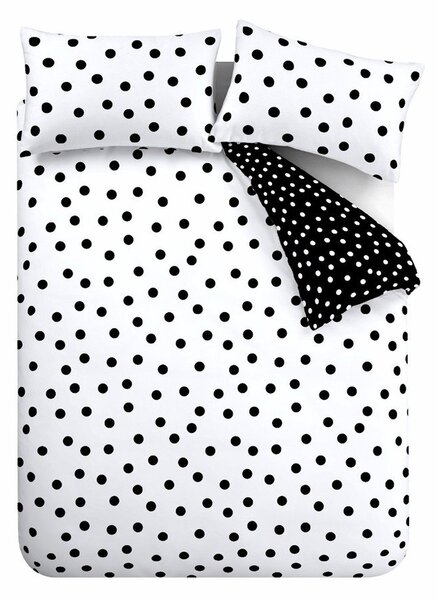 Czarno-biała pościel jednoosobowa 135x200 cm Polka Dot – Catherine Lansfield