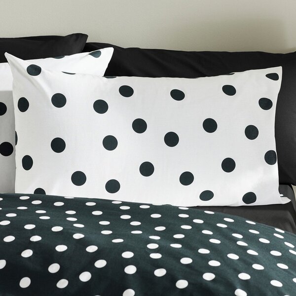 Czarno-biała pościel jednoosobowa 135x200 cm Polka Dot – Catherine Lansfield