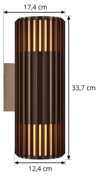 Nordlux Kinkiet zewnętrzny Aludra Double, możliwość ściemniania, brązowy / rdzawy, aluminium