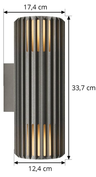 Nordlux Kinkiet zewnętrzny Aludra Double, możliwość ściemniania, aluminiowy / szary / cynkowy, aluminium