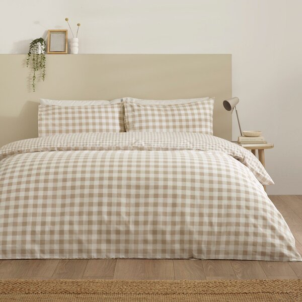 Beżowa pościel jednoosobowa 135x200 cm Bamford Gingham Check – Catherine Lansfield