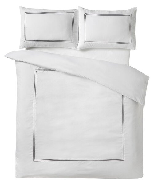 Biała satynowa pościel jednoosobowa 135x200 cm So Soft Mono Satin Stitch – Catherine Lansfield