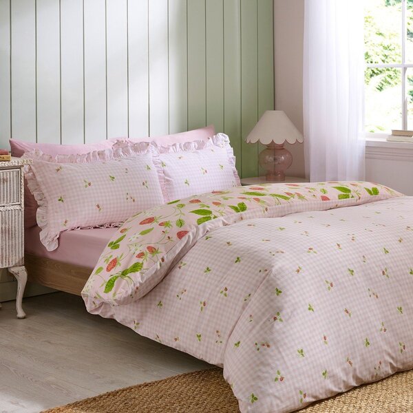 Różowa pościel jednoosobowa 135x200 cm Strawberry Frills – Catherine Lansfield