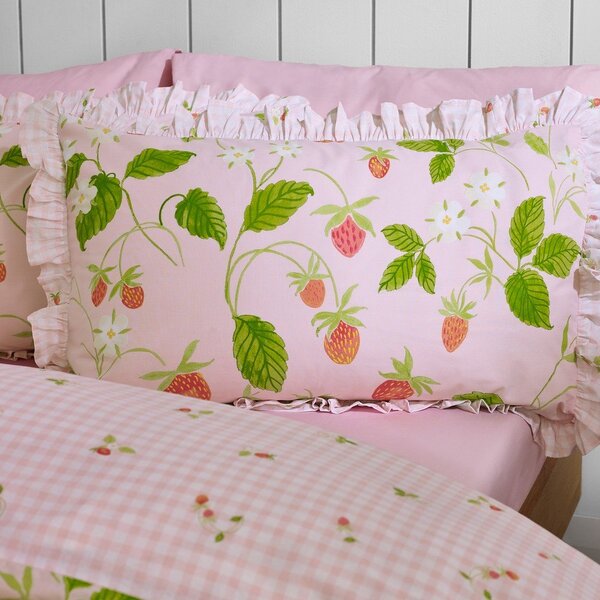 Różowa pościel jednoosobowa 135x200 cm Strawberry Frills – Catherine Lansfield