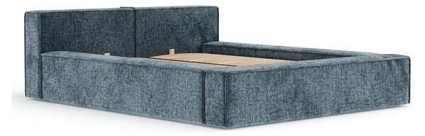 Szaroniebieskie tapicerowane łóżko dwuosobowe ze schowkiem i stelażem 140x200 cm Voliera – Maison de Rêve