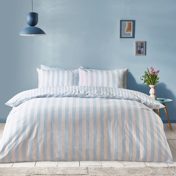 Biało-niebieska pościel jednoosobowa 135x200 cm Stripe Tease – Sassy B