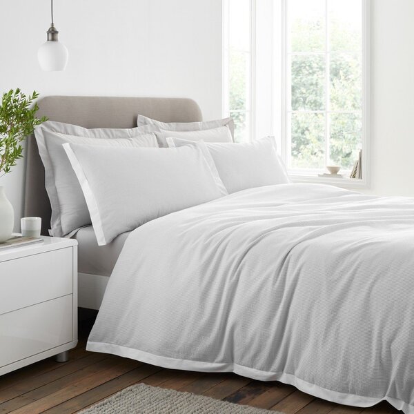 Jasnoszara pościel jednoosobowa z perkalu bawełnianego 135x200 cm Seersucker Woven Stripe – Bianca
