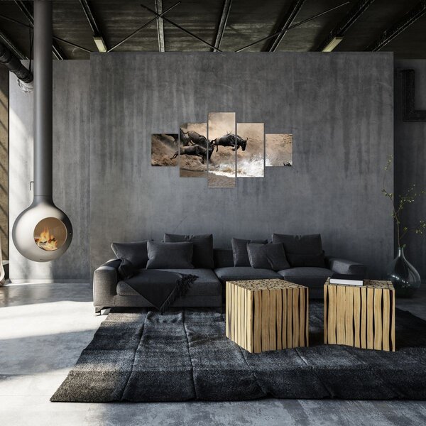 Obraz - Stado antylop gnu (125x70 cm)