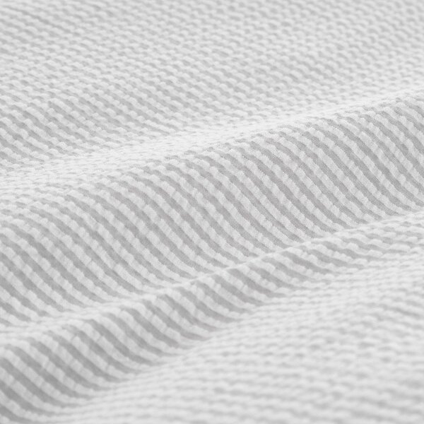 Jasnoszara pościel jednoosobowa z perkalu bawełnianego 135x200 cm Seersucker Woven Stripe – Bianca