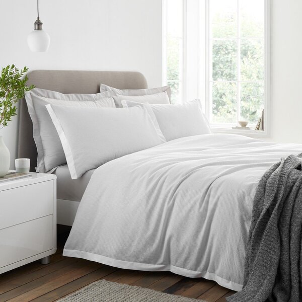 Jasnoszara pościel jednoosobowa z perkalu bawełnianego 135x200 cm Seersucker Woven Stripe – Bianca