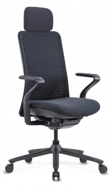 Ergonomiczny fotel Polka czarny trójwymiarowa siatka/tkanina