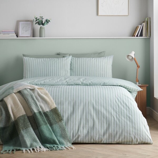 Zielona pościel jednoosobowa 135x200 cm Epping Textured Stripe – Catherine Lansfield