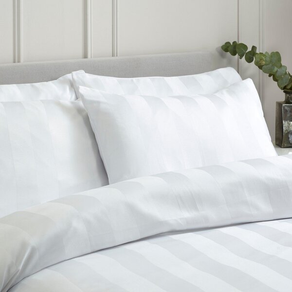 Biała satynowa pościel dwuosobowa 3-częściowa 200x200 cm So Soft Satin Stripe – Catherine Lansfield