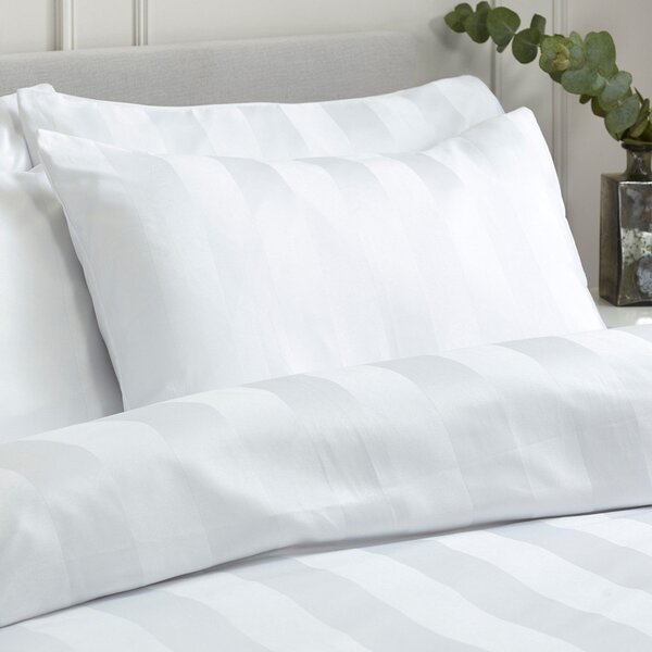 Biała satynowa pościel dwuosobowa 3-częściowa 200x200 cm So Soft Satin Stripe – Catherine Lansfield