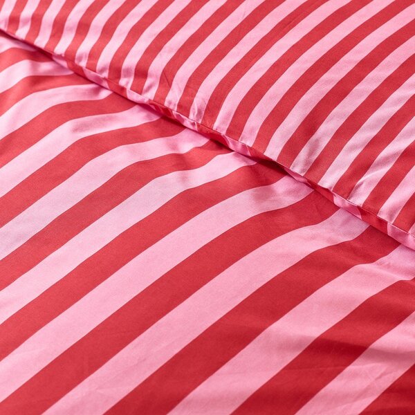 Czerwono-różowa pościel jednoosobowa 135x200 cm Stripe Tease – Sassy B