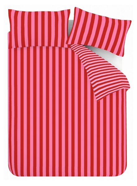 Czerwono-różowa pościel jednoosobowa 135x200 cm Stripe Tease – Sassy B