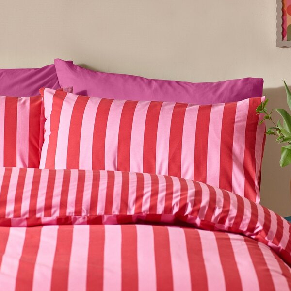 Czerwono-różowa pościel jednoosobowa 135x200 cm Stripe Tease – Sassy B