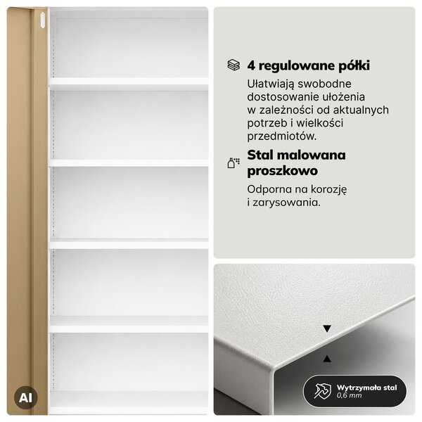 Szafa biurowa metalowa z zamkiem na szyfr biała/orzech, 900x1850x400 mm: DANIEL Eco Design