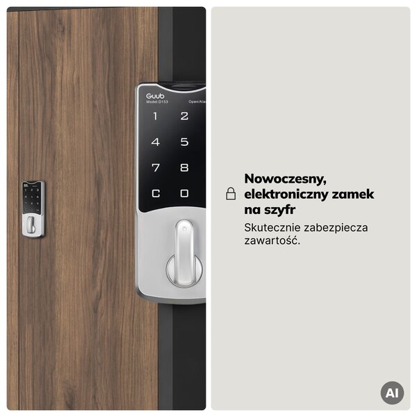 Szafa biurowa metalowa z zamkiem na szyfr antracytowa/orzech, 900x1850x400 mm: DANIEL Eco Design