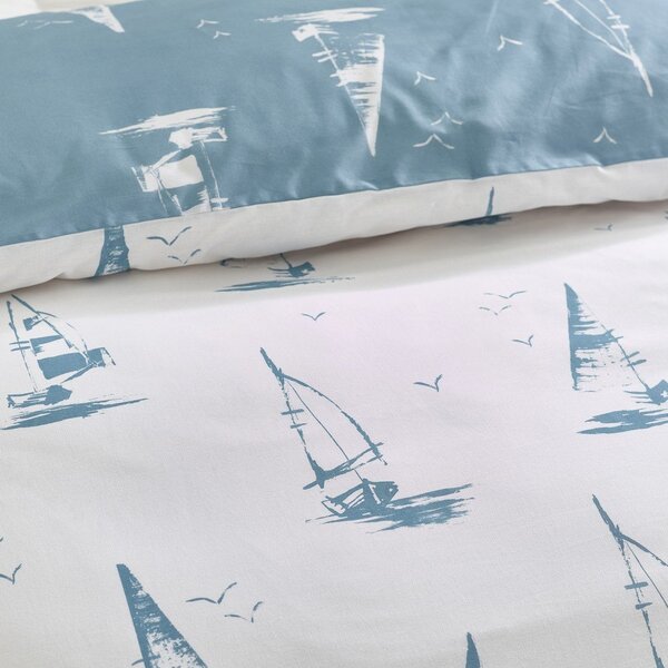 Niebieska pościel dwuosobowa 3-częściowa 200x200 cm Salcombe Boats – Catherine Lansfield