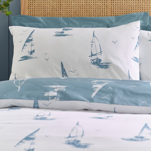 Niebieska pościel dwuosobowa 3-częściowa 200x200 cm Salcombe Boats – Catherine Lansfield