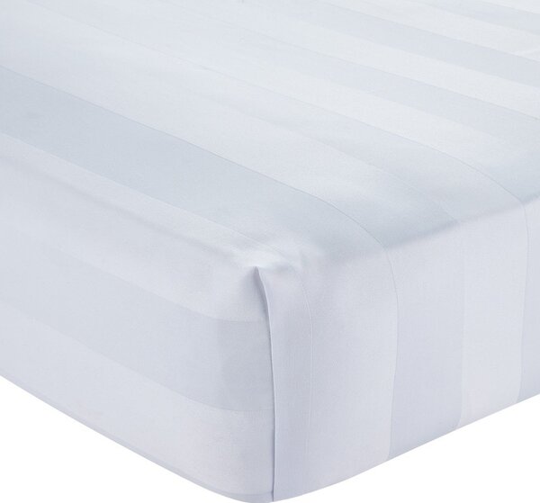 Białe satynowe prześcieradło z gumką 150x200 cm So Soft Satin Stripe – Catherine Lansfield