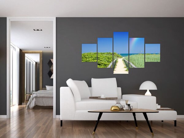 Obraz - Krajobraz i tęcza (125x70 cm)