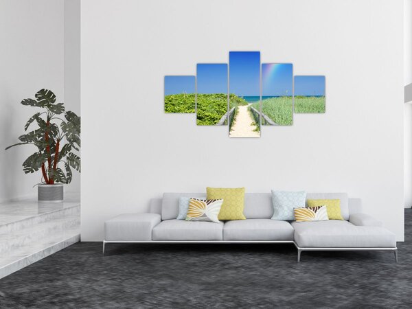 Obraz - Krajobraz i tęcza (125x70 cm)