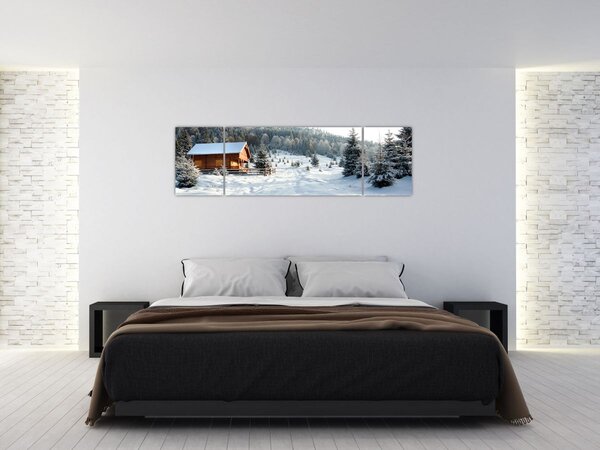 Obraz - Górska chata (170x50 cm)