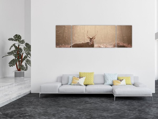 Obraz - Jeleń w lesie (170x50 cm)