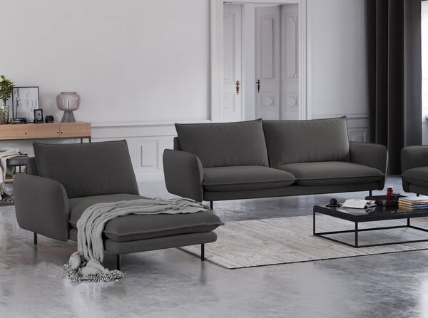 Ciemnoszary szezlong Cosmopolitan Design Vienna, lewostronny