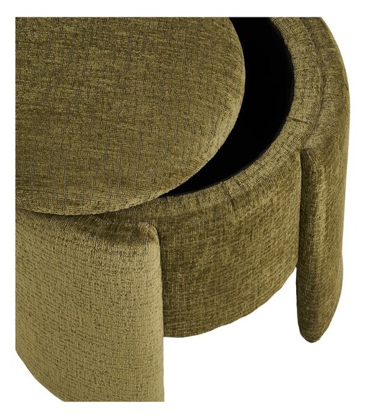 Puf z tkaniny szenilowej w kolorze khaki Walsdorf – House Nordic