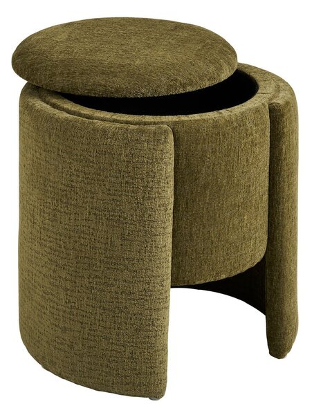 Puf z tkaniny szenilowej w kolorze khaki Walsdorf – House Nordic