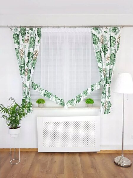 Firana z modnym wzorem monstera