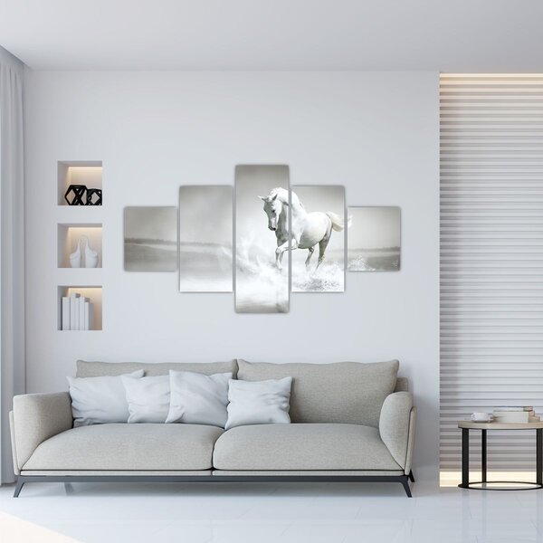 Obraz - Biały koń (125x70 cm)