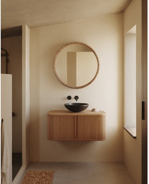 Lustro ścienne z drewnianą ramą ø 80 cm Polke – Kave Home