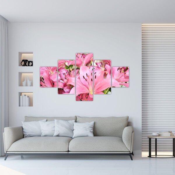 Obraz - Różowe lilie (125x70 cm)