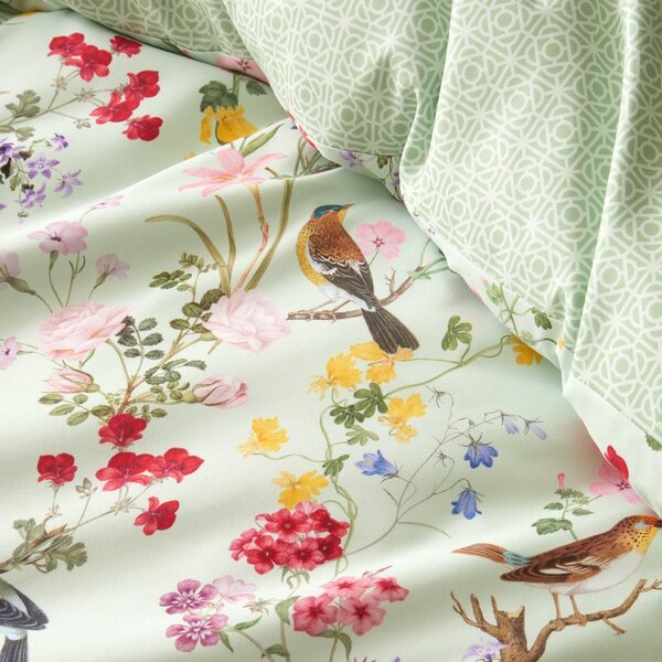 Zielona pościel dwuosobowa 3-częściowa 230x220 cm Birds In Bloom – RHS