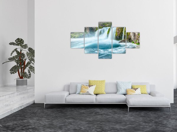 Obraz - Skały z wodospadami (125x70 cm)