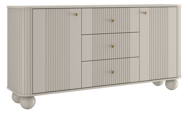 Komoda Vesper 160 cm z szufladami na kulach - kaszmir / złote uchwyty / nogi kule
