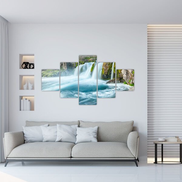 Obraz - Skały z wodospadami (125x70 cm)