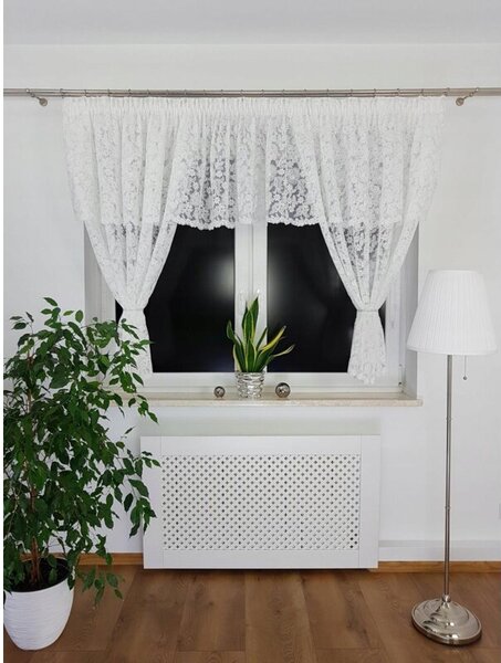 Firana z markizety z haftem i lambrekinem 400x140cm