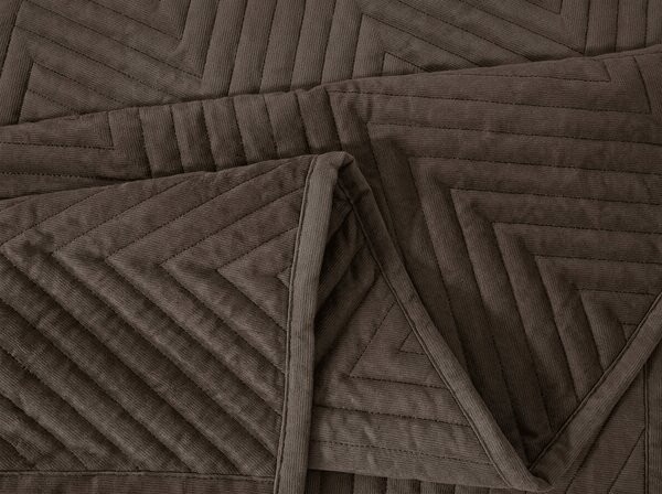 Aksamitna narzuta na łóżko ARROW VELVET, ciemnobrązowy Rozmiar: 170 x 210 cm