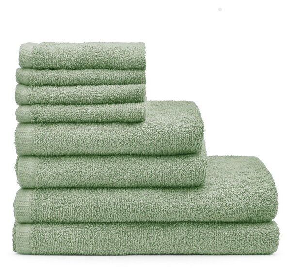 Zielone bawełniane ręczniki szybkoschnące frotte zestaw 8 szt. Quick Dry – Catherine Lansfield