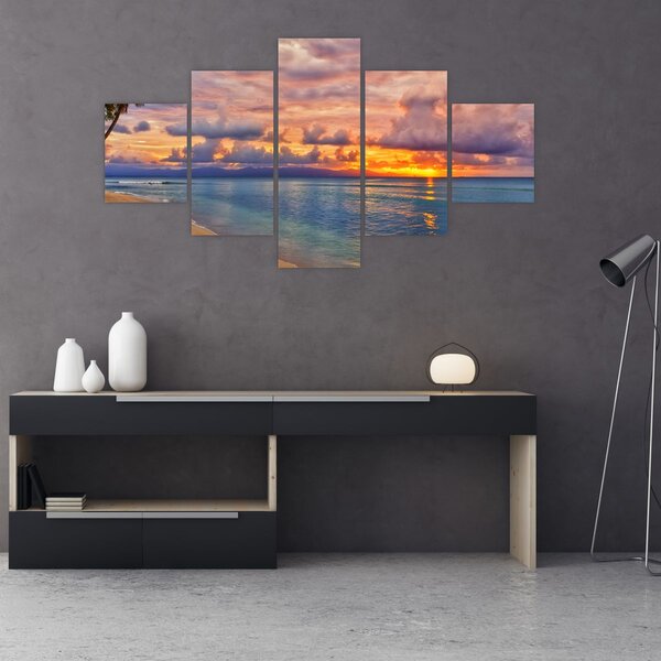 Obraz - Zachód słońca na plaży (125x70 cm)
