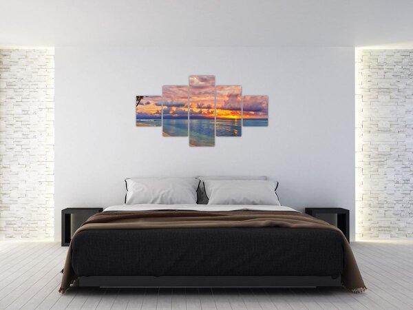 Obraz - Zachód słońca na plaży (125x70 cm)