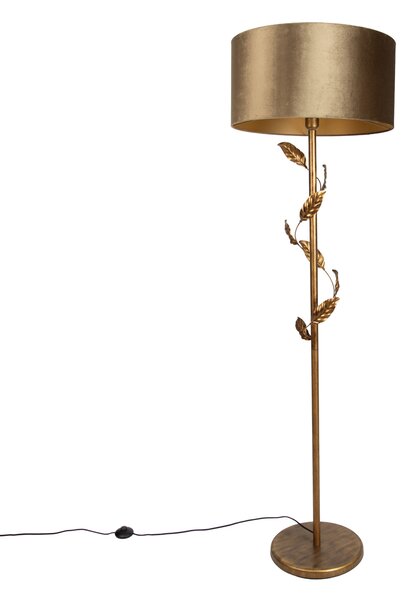 Lampa podłogowa złota z brązowym kloszem i złotym wnętrzem 50 cm - Linden